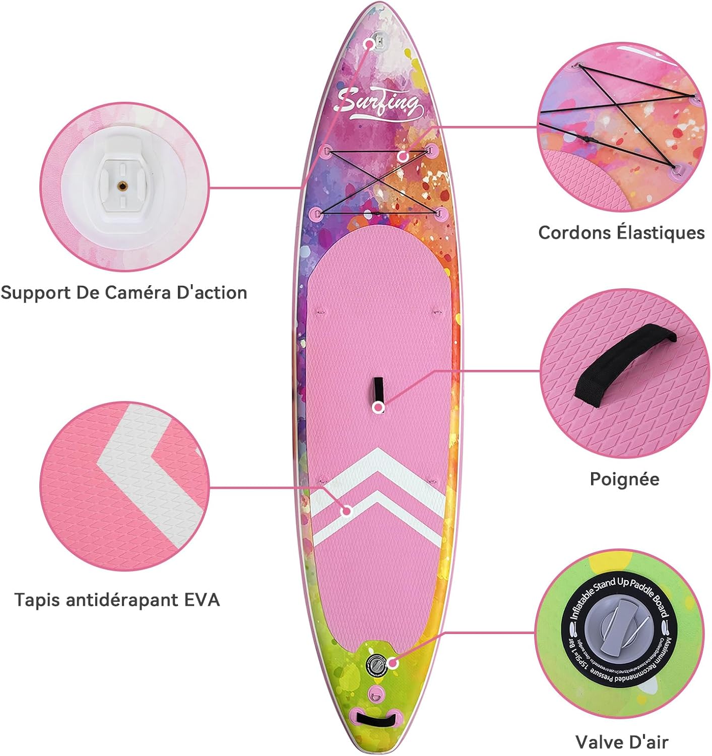 jardinite - Paddle gonflable 320/335cm - 2 pers, siège kayak, 150kg
