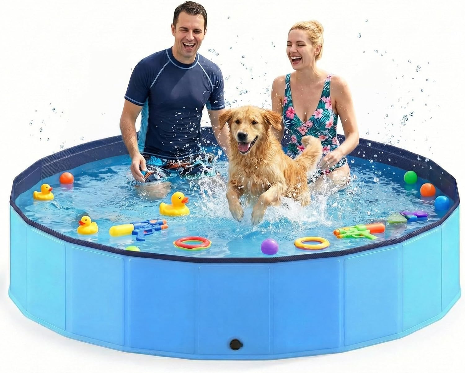 Piscine pliable pour chien - bleu - stable, antidérapante, portable