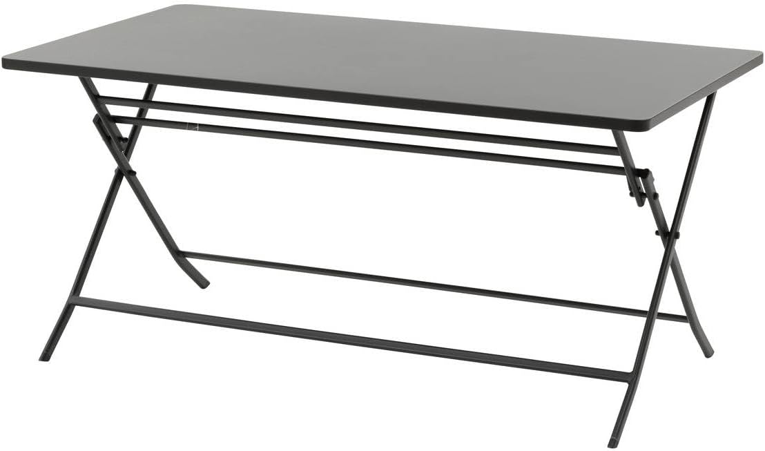 jardinite - Greensboro - 150x90 cm - Table pliante acier renforcé 6 places, gris graphite