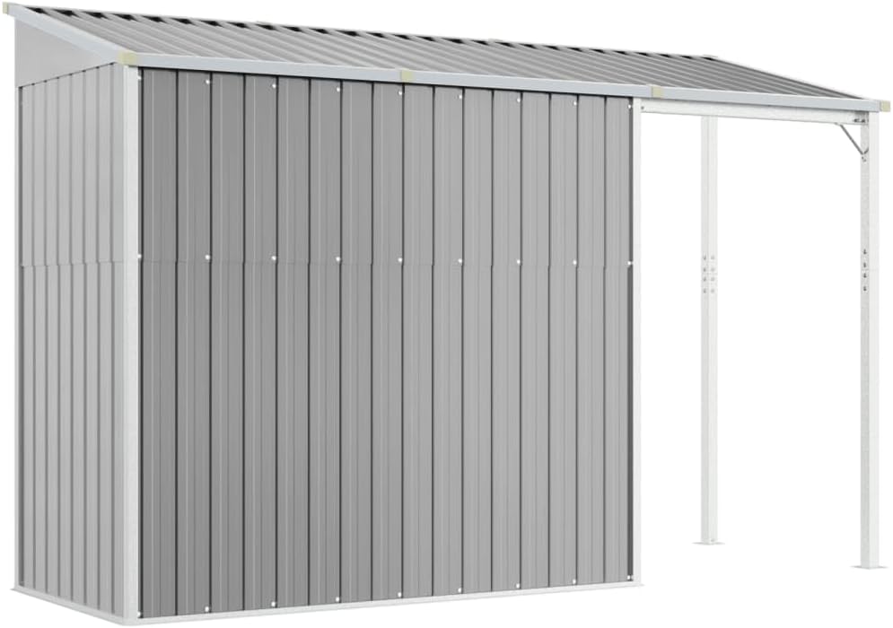 Abri de Jardin avec Toit prolongé Gris Clair 277x110,5x181 cm,Abris De Jardin,Abri De Stockage pour Jardin,Abri D'Outils De Jardin