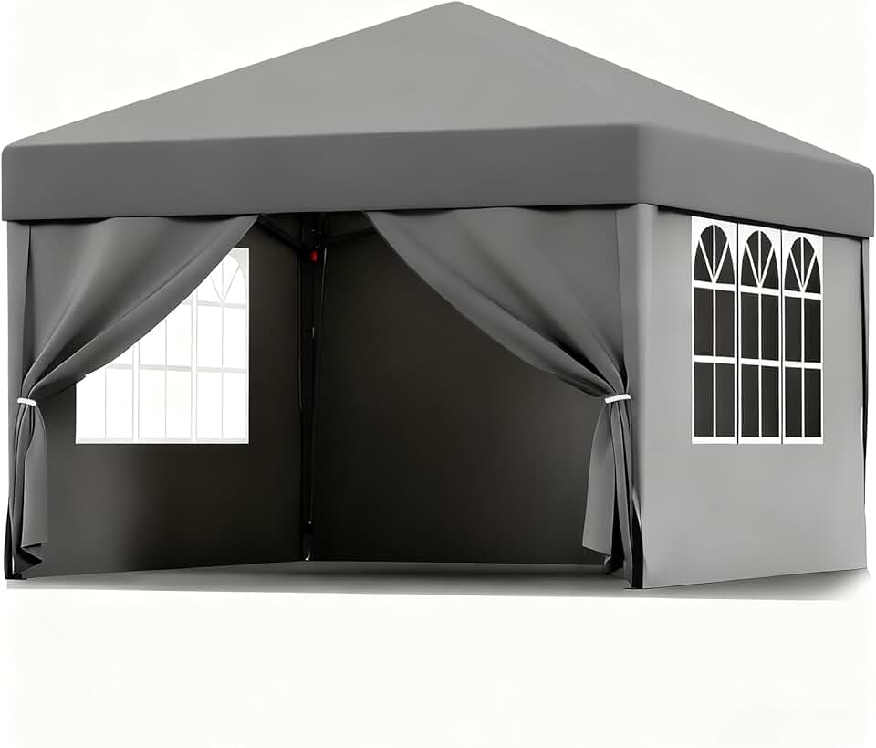 ISE - tonnelle pliante série jardin - 3x3m - rideaux, réglable, UV50+