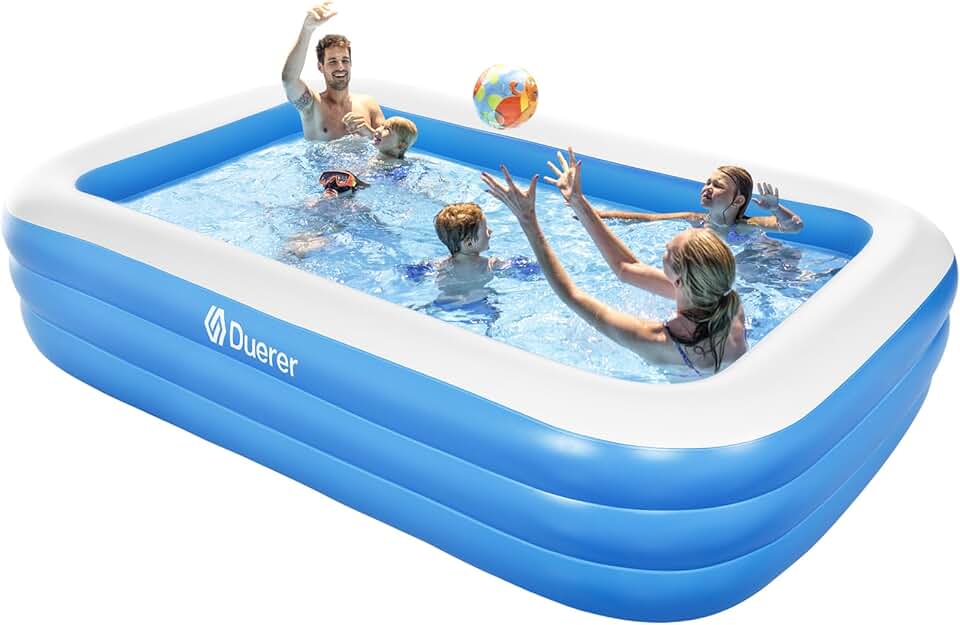 jardinite - Piscine Gonflable Rectangulaire - 305x182x56cm - Familiale bleu, été, extérieur