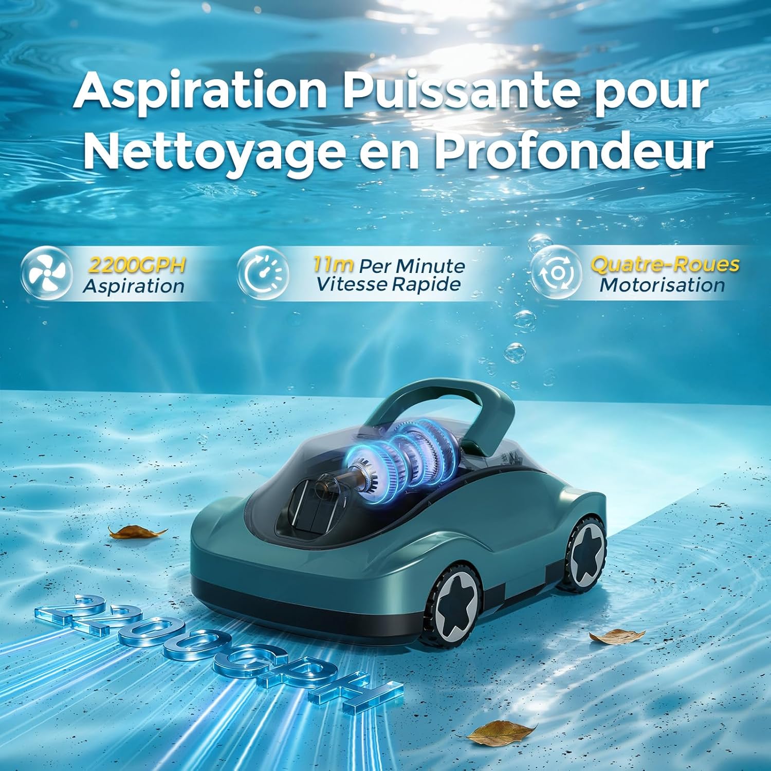 Robot piscine sans fil - autonome 180min - filtration fine, navigation intelligente, aspiration puissante