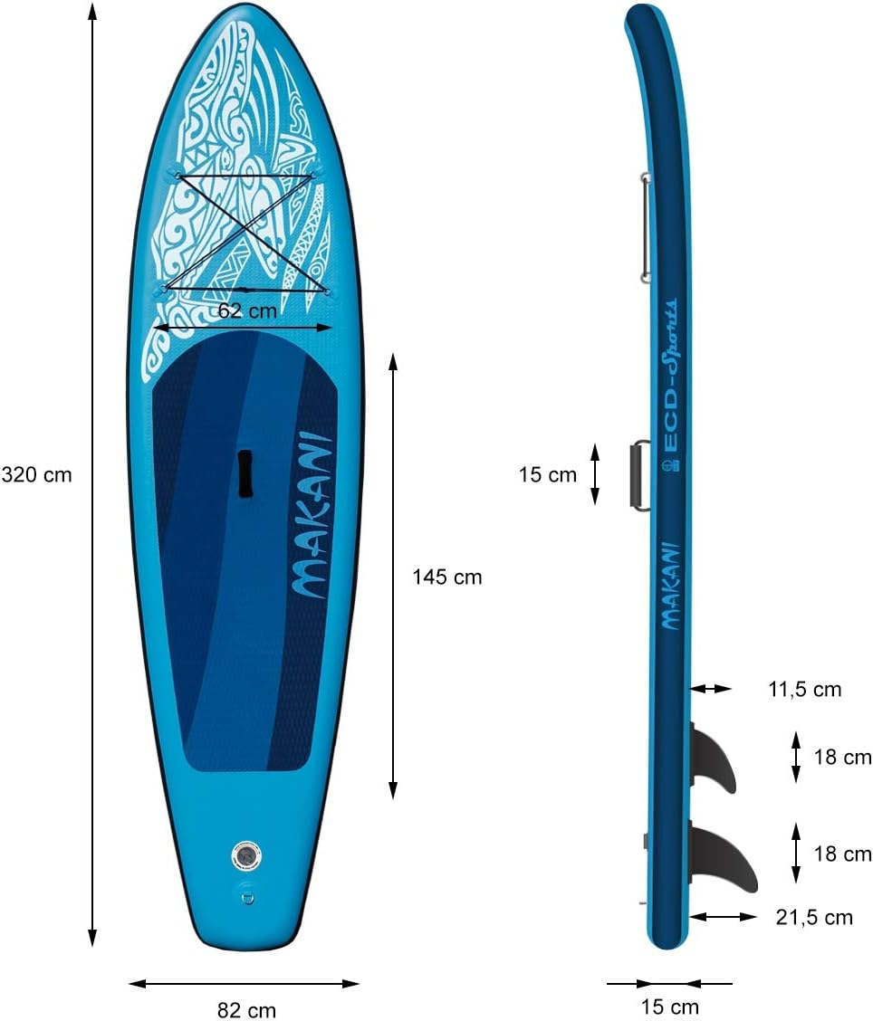 jardinite - Stand Up Paddle gonflable - 305/308/320/380 cm - PVC, 120/150 kg, 10/15 cm