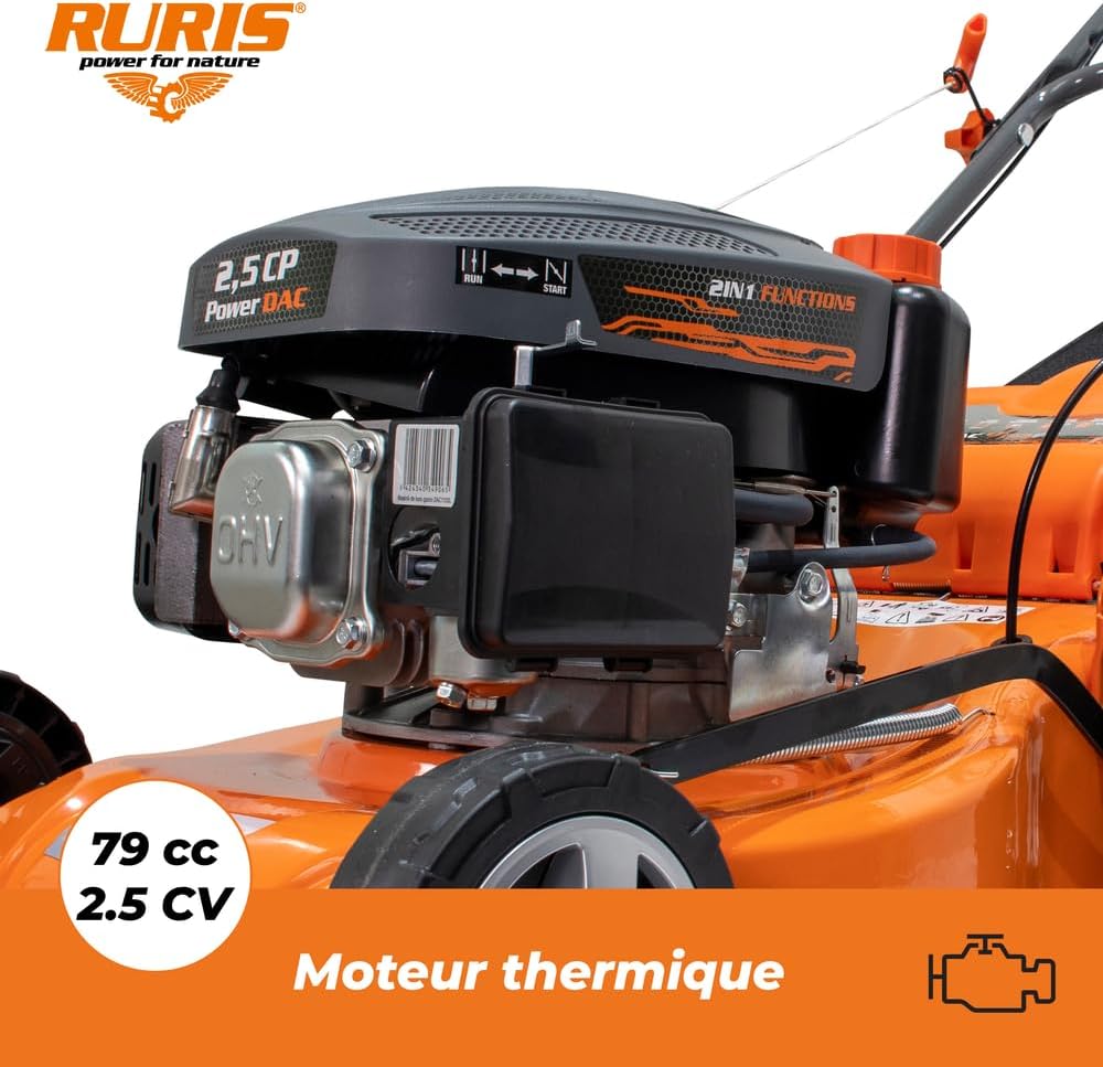 RURIS - tondeuse thermique série DAC - 400mm, 45L, 2,5CV, autopropulsée - DAC110XL