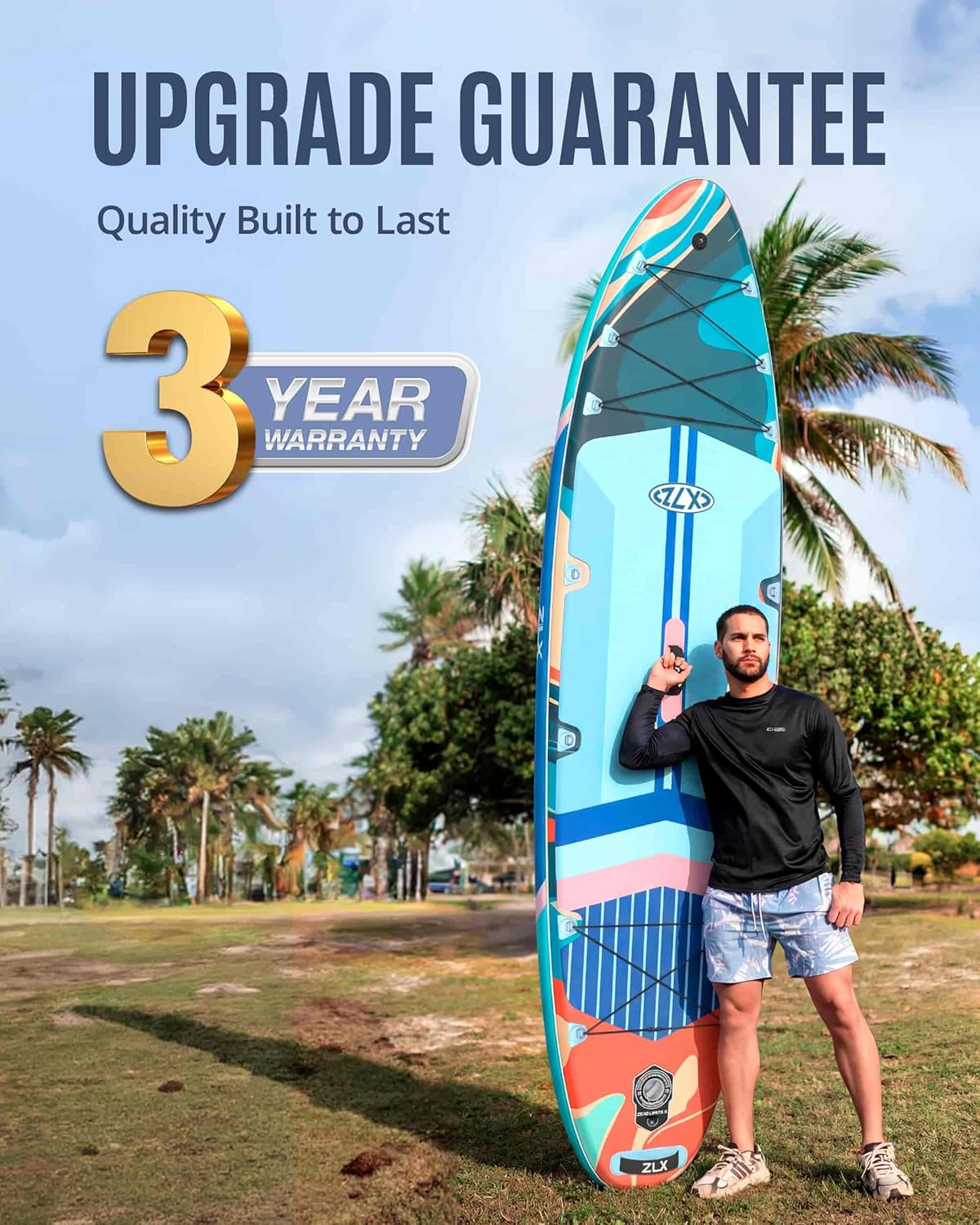 ZLX - Paddle gonflable Extra Large - 350x89 cm - planche stable, accessoires premium, siège gonflable