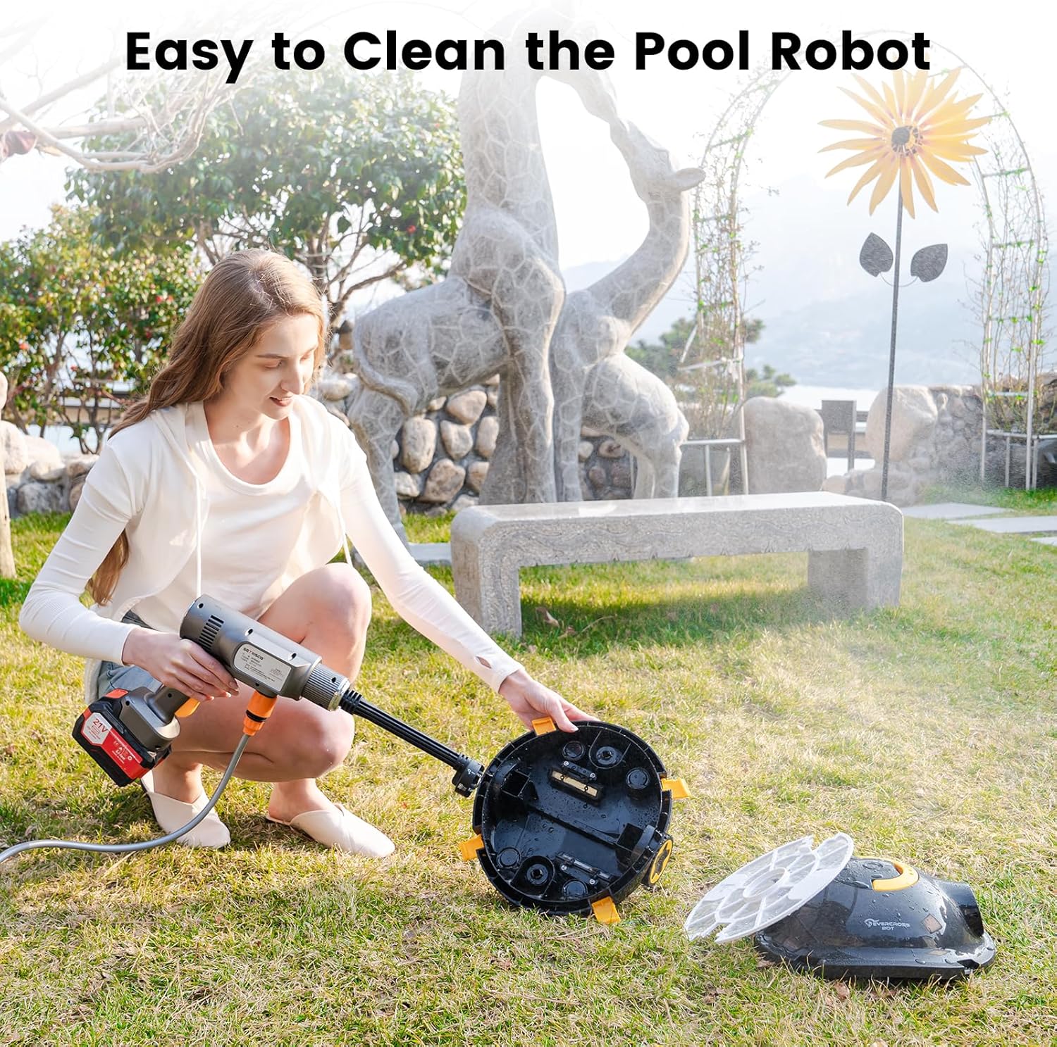 EVERCROSS - BOT série - 120㎡ - robot piscine sans fil, 100min, 3L, IPX8