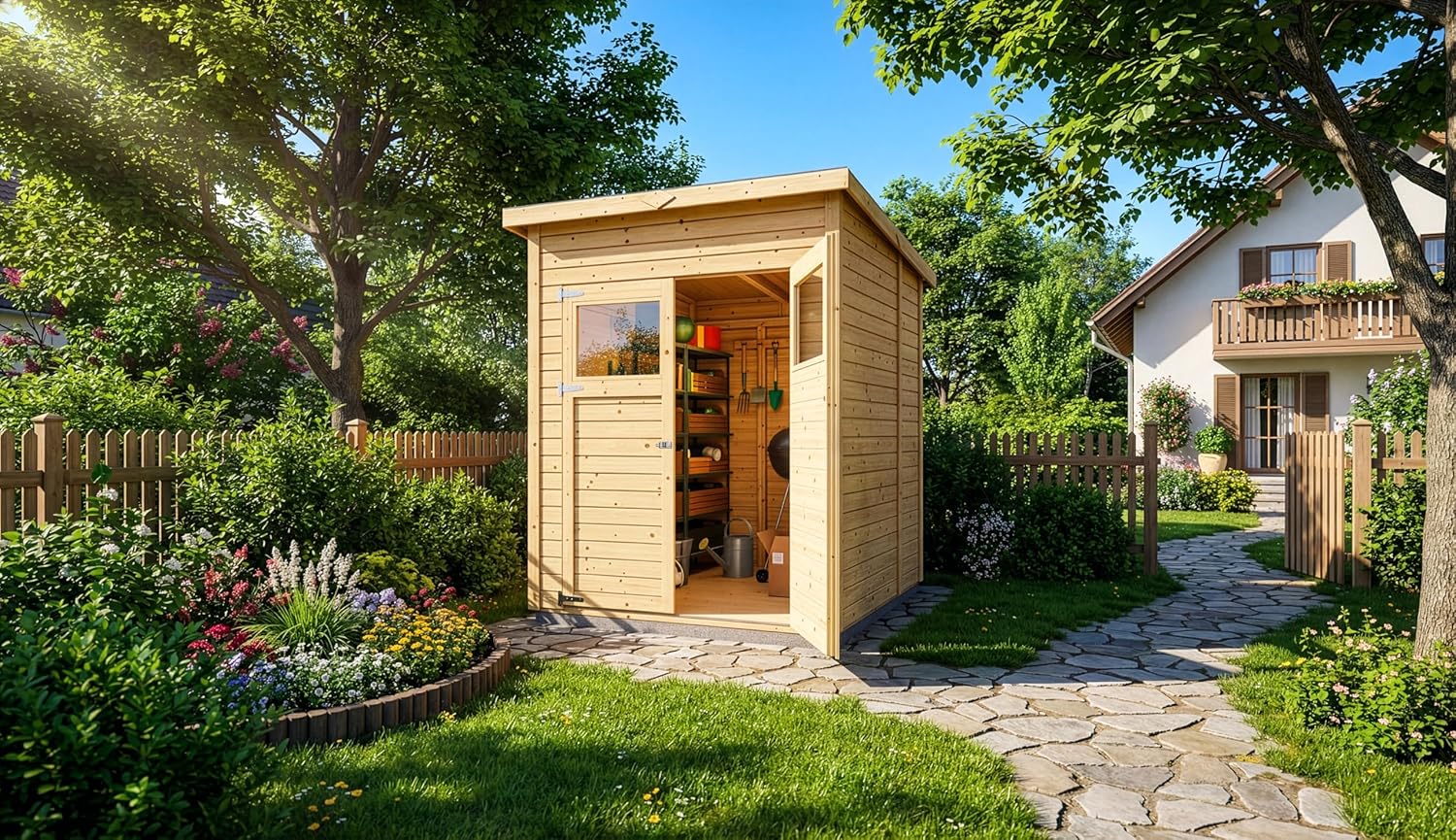 Cabane à Outils Mollie en Bois de la Marque Carlsson | Remise à Outils | abri de Jardin Exterieur | carré, Construction en Panneaux préfabriqués, cabane de Jardin, Toit monopente, épaisseur de la p