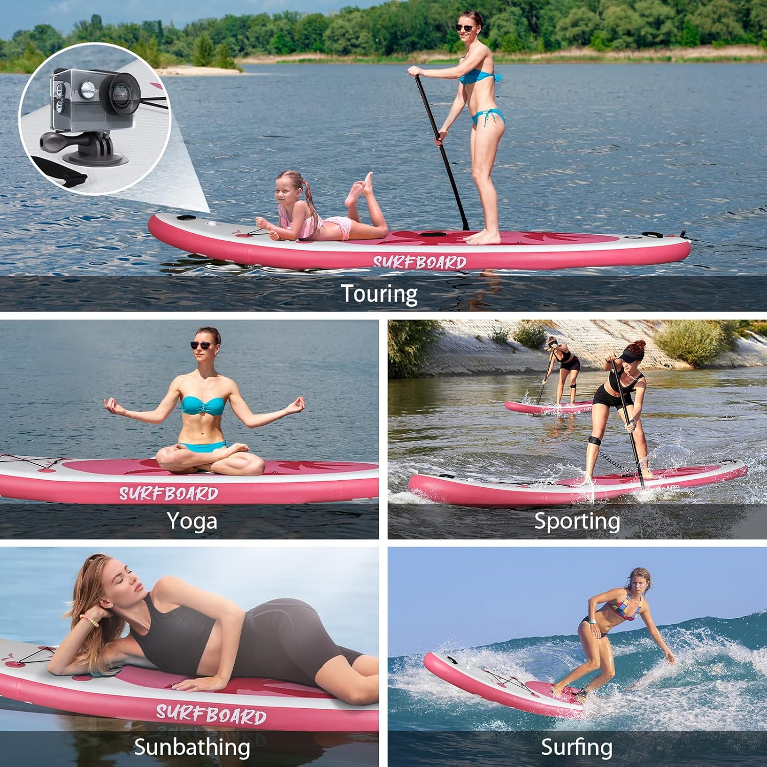 jardinite - Paddle gonflable adulte - 320/335cm - 2 places, siège kayak, pagaie alu, support caméra, pompe, 150kg