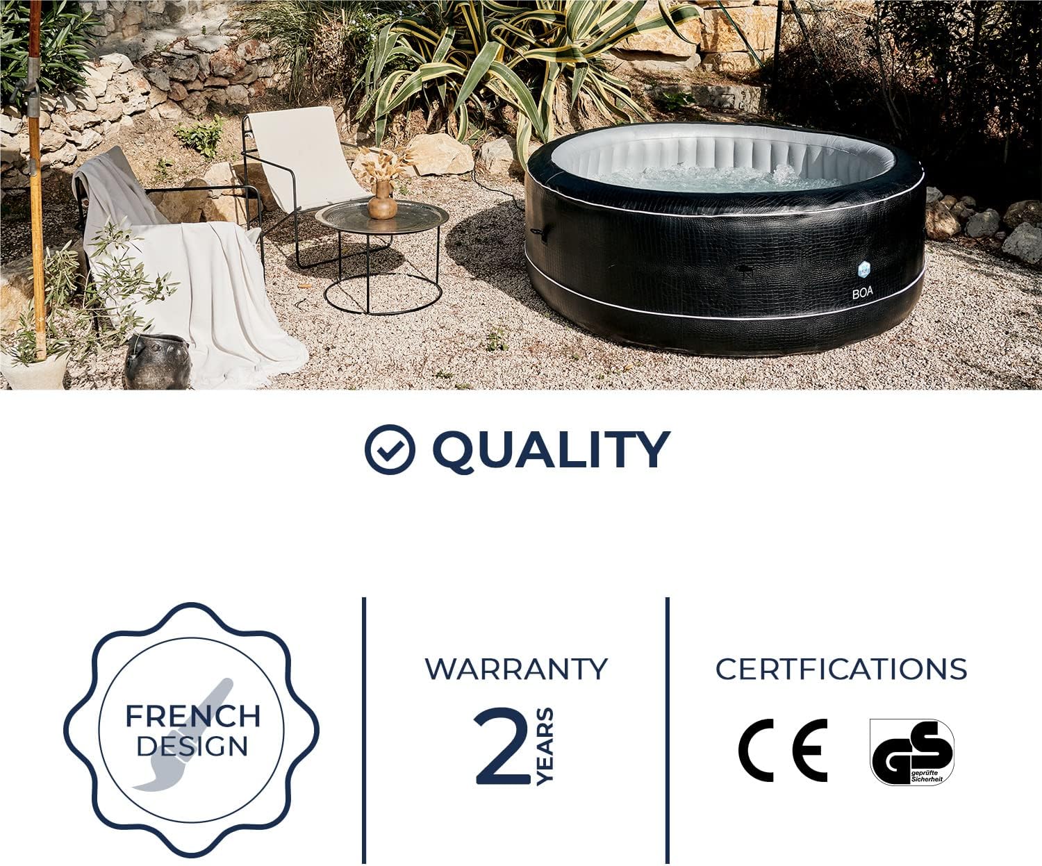 Netspa - spa gonflable XL familial - 195x70 cm - mousse 8 cm, effet croco - SP-BOA155B