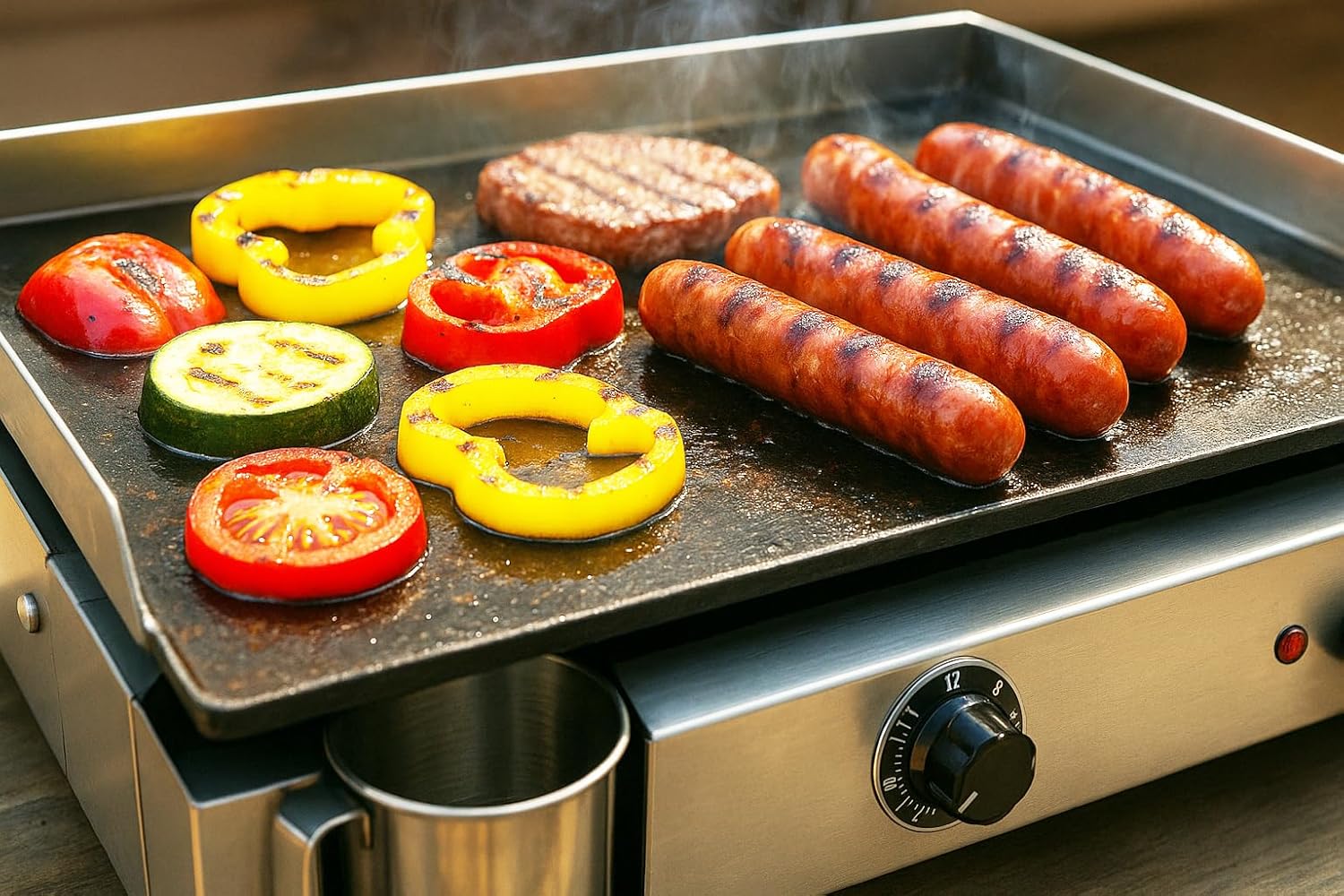 jardinite - Plancha électrique 2 zones inox 3000W, 60x40cm - 8679