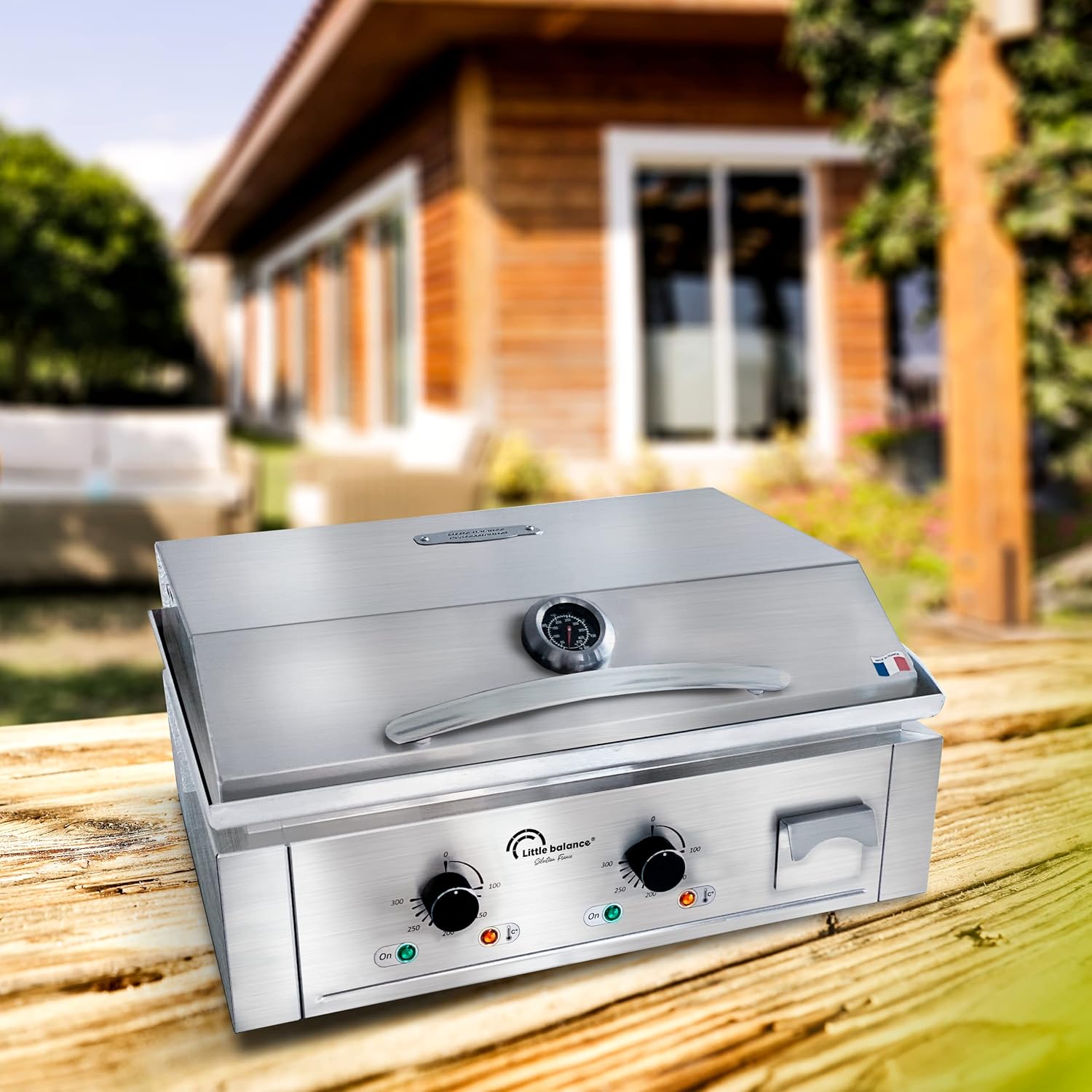 jardinite - Aquitaine Pro Plus - plancha inox 2 zones, couvercle, 3500W - 8473