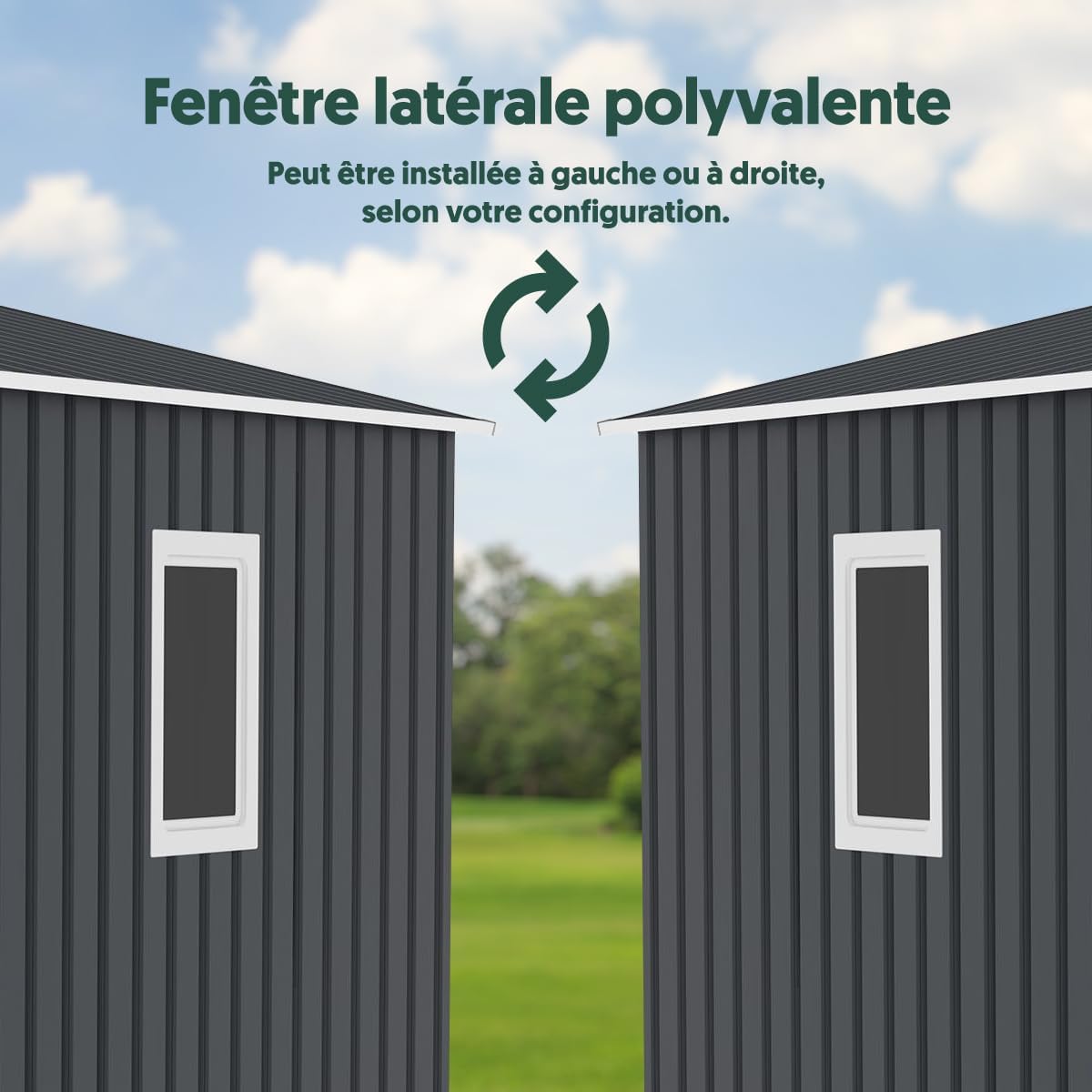 Abri de jardin acier galvanisé 15,16m², kit ancrage INOX