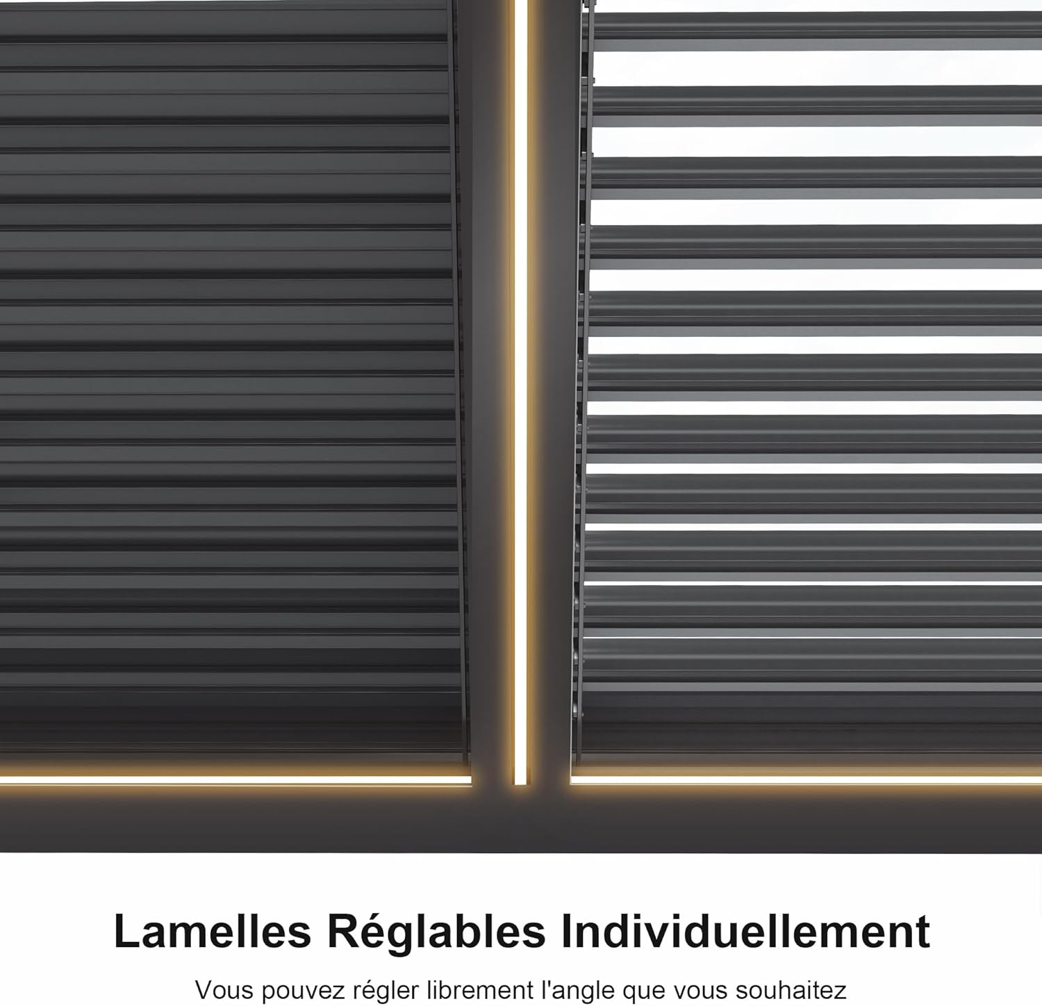 jardinite - Pergola bioclimatique aluminium 4,8x3,68m, LED, lames orientables