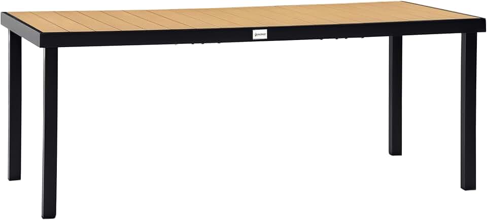 jardinite – Table de jardin pour 8, 190x90x74 cm, aluminium, bois naturel