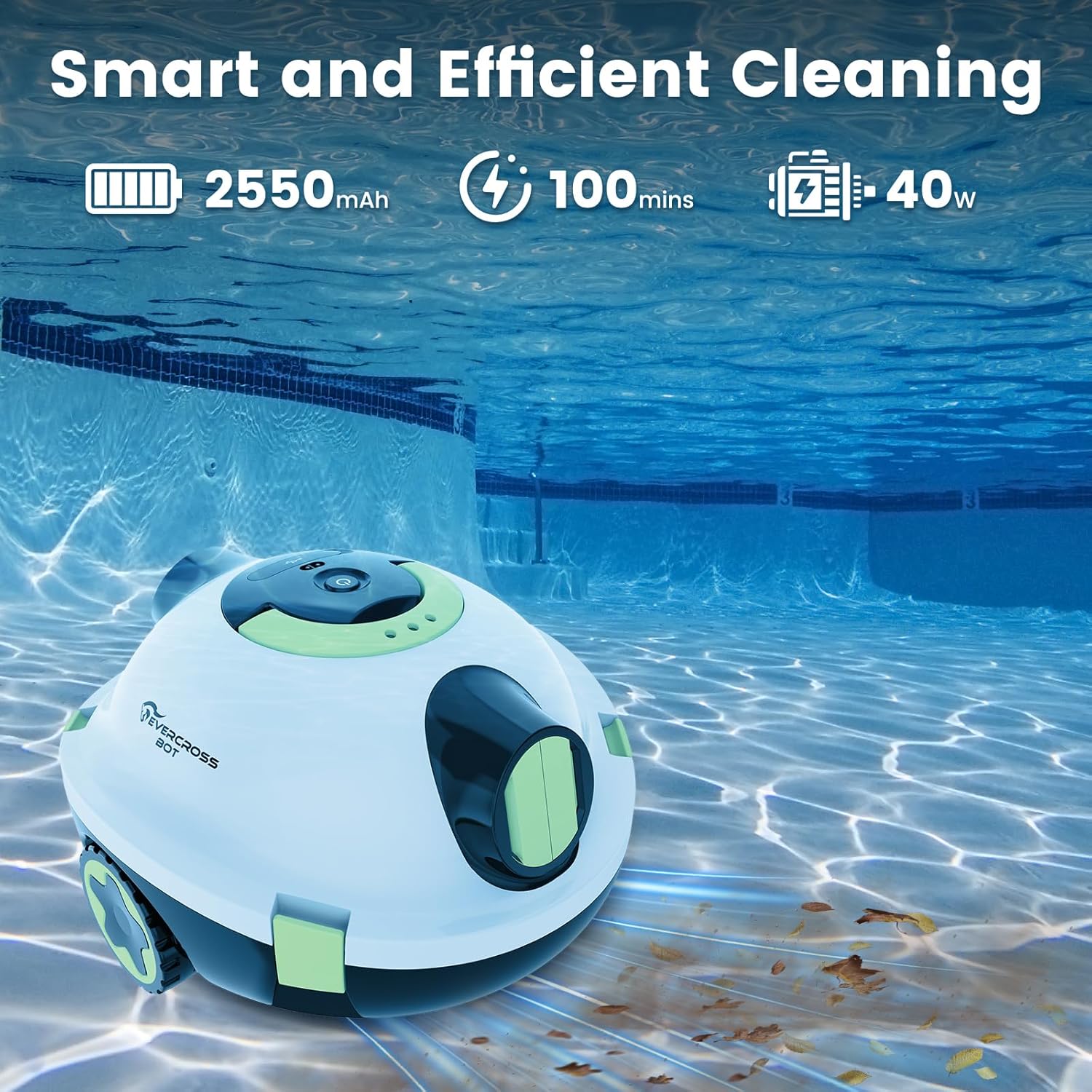 EVERCROSS - BOT série - 120㎡ - sans fil, 100min autonomie, 3L bac, IPX8