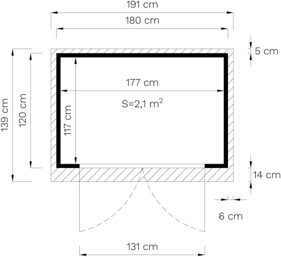 Abri de jardin en bois - 2,2 m², toit monopente