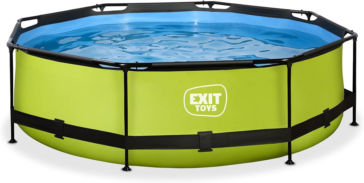 jardinite - Piscine Tubulaire Lime - 300x76cm - Pompe filtrante, entrée basse, cadre stable, vert