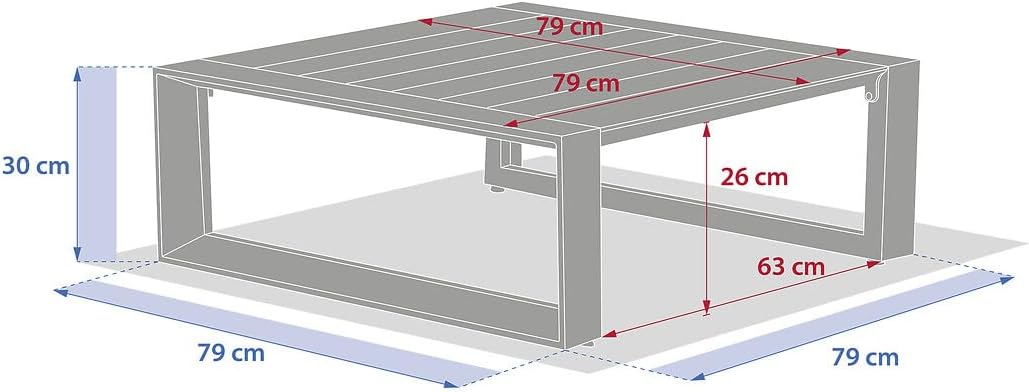jardinite - Allure Graphite - 79x79x30cm - Table basse jardin alu