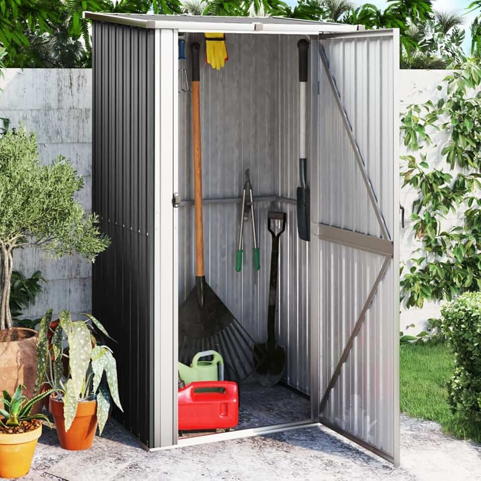 jardinite - abri de jardin acier galvanisé, 118,5x97x209,5cm, anthracite