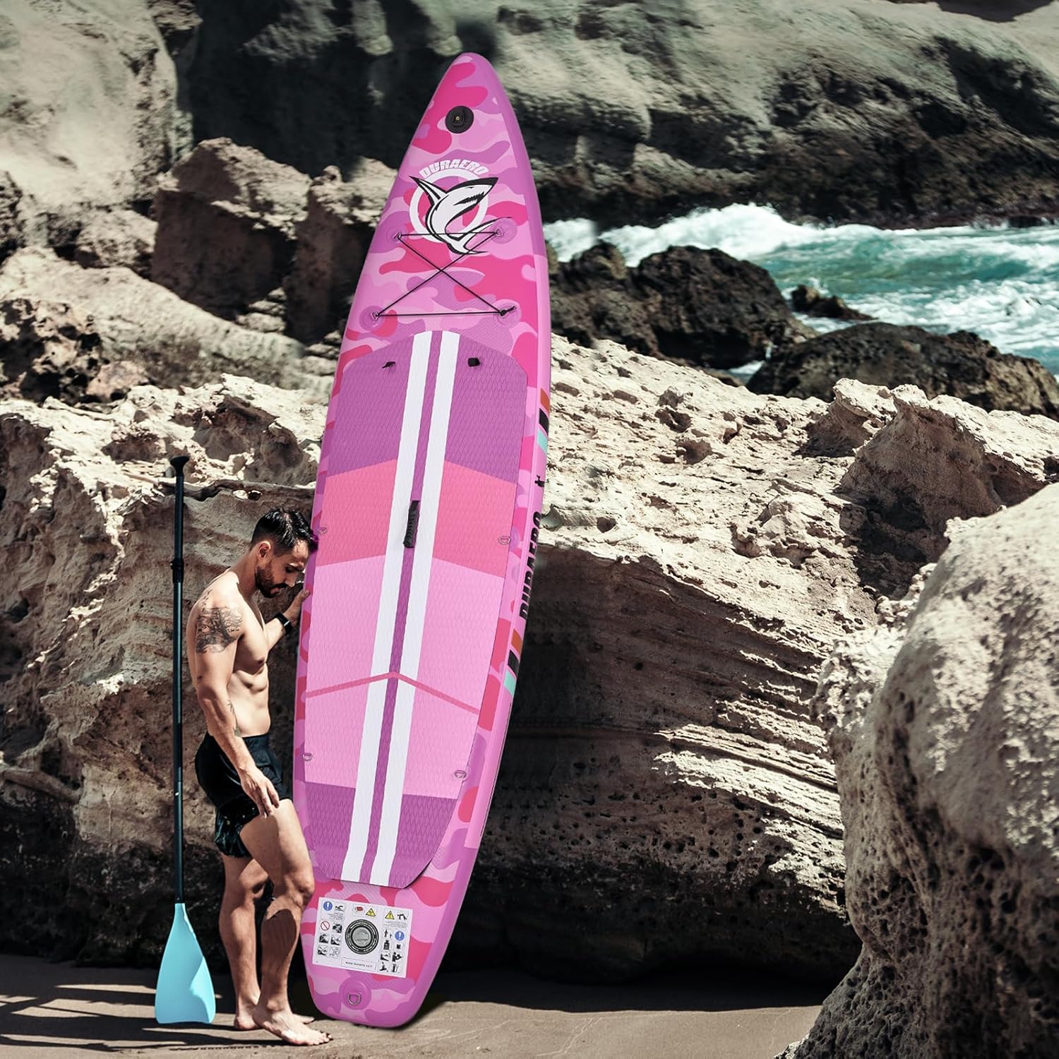 Stand up Paddle gonflable - siège kayak - 330x76x15cm, 150kg, accessoires, Pink