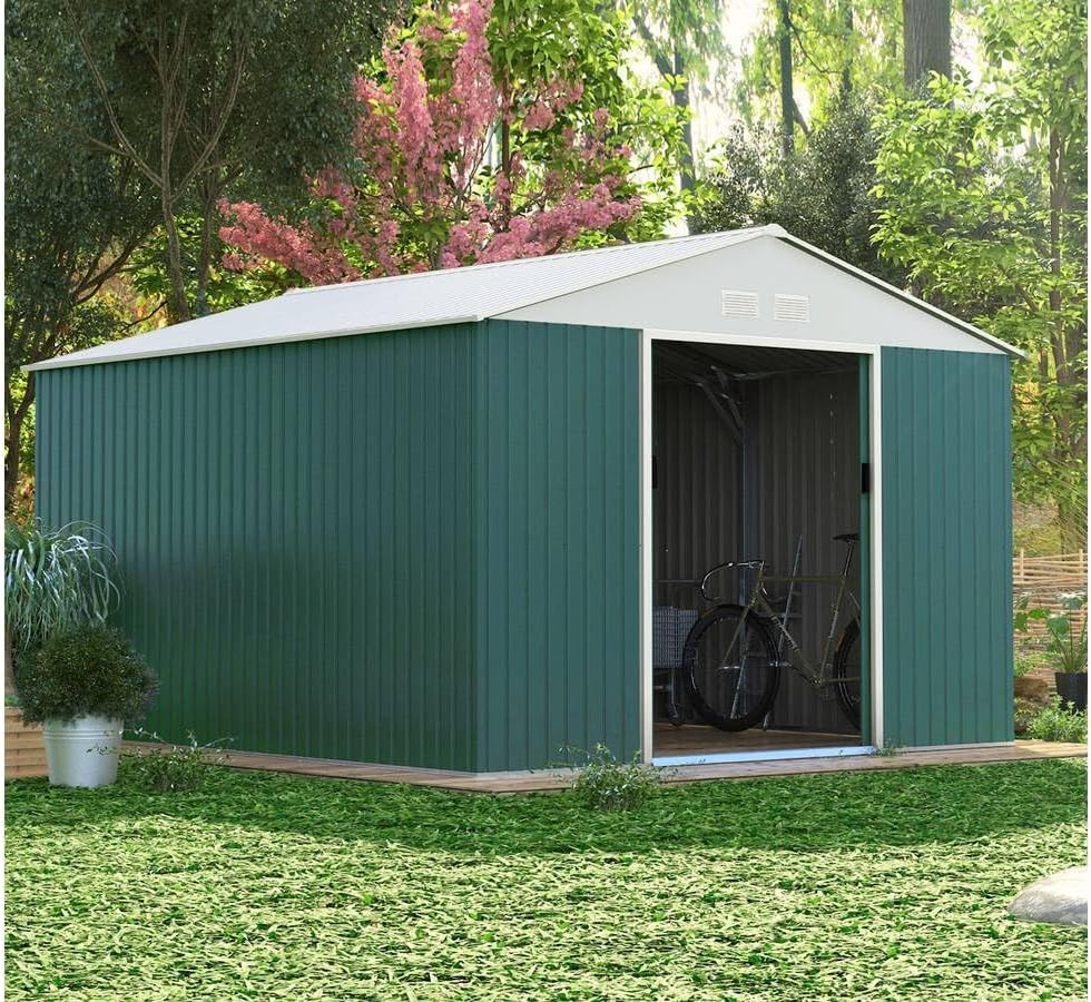 jardinite Abri de Métal Rosas, 10.85m² 1299_78620 Vert/Blanc