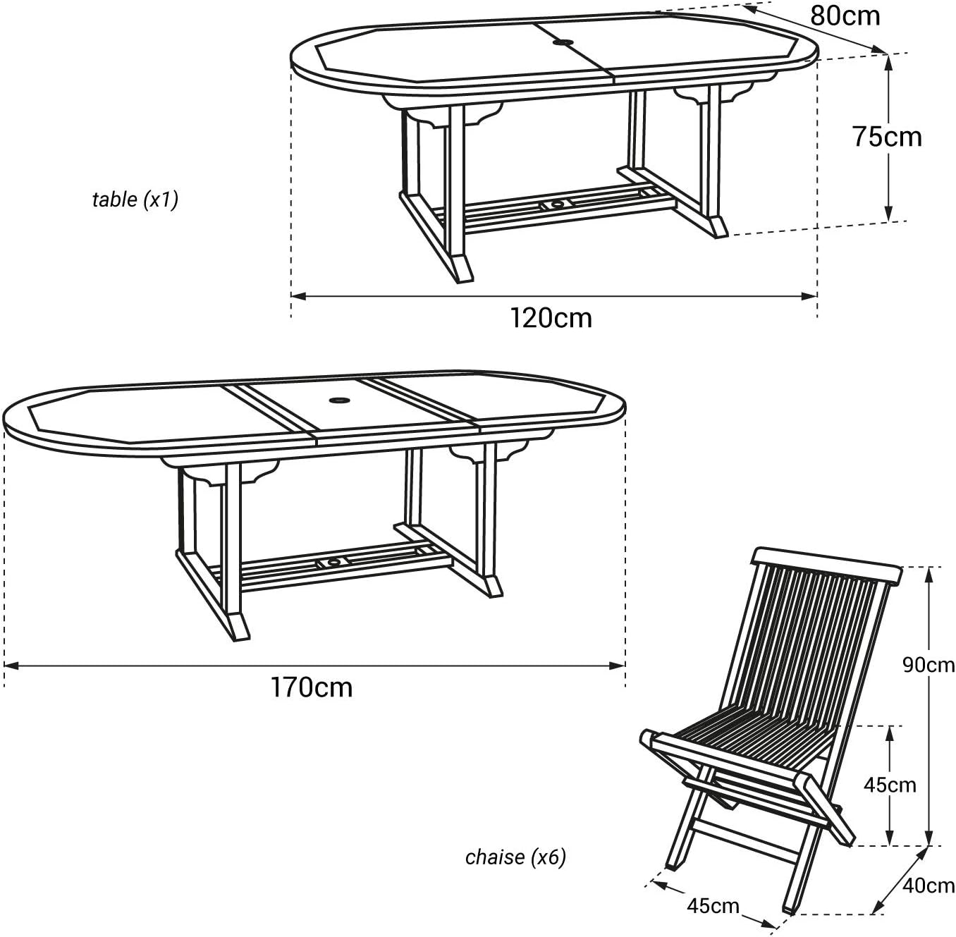 jardinite - Lombok salon en teck ovale extensible 6 places