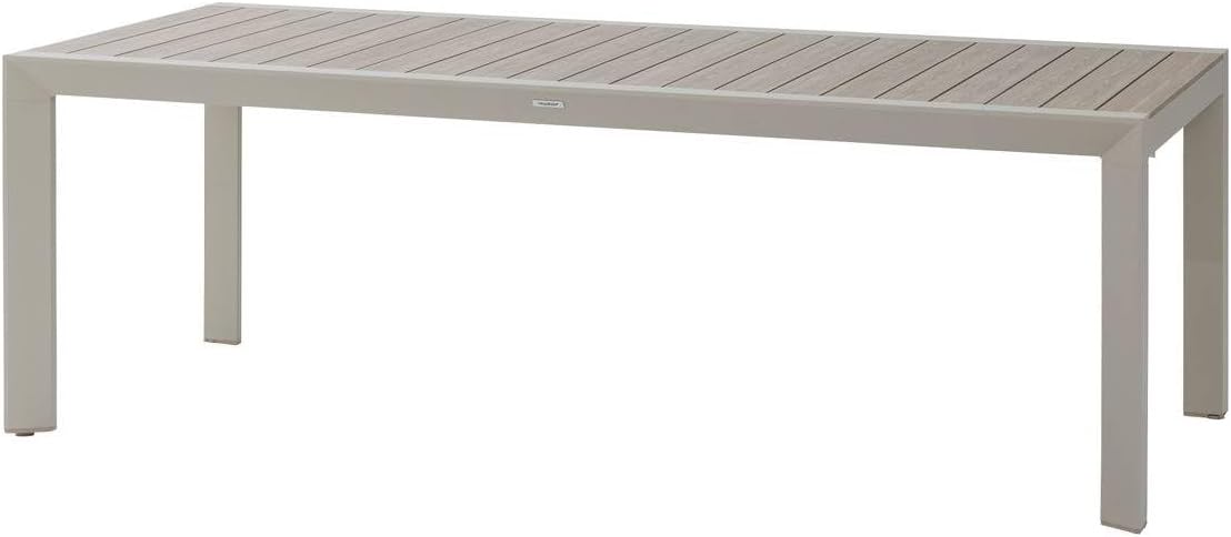 jardinite - Table de jardin Évasion 8 places - aluminium, effet bois, lin et argile