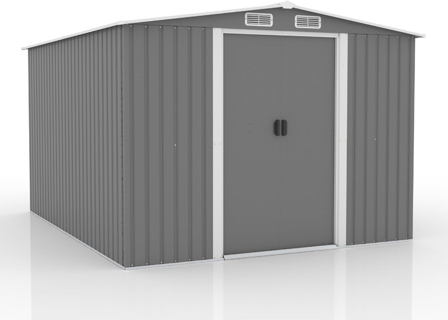 jardinite | Abri de Jardin 8.08 m² Jura Gris | Cabane Extérieure | Structure Résistante en Métal | Idéal pour Rangement Outils, Vélos et Equipements de Jardin | Spacieux, Solide, Robuste