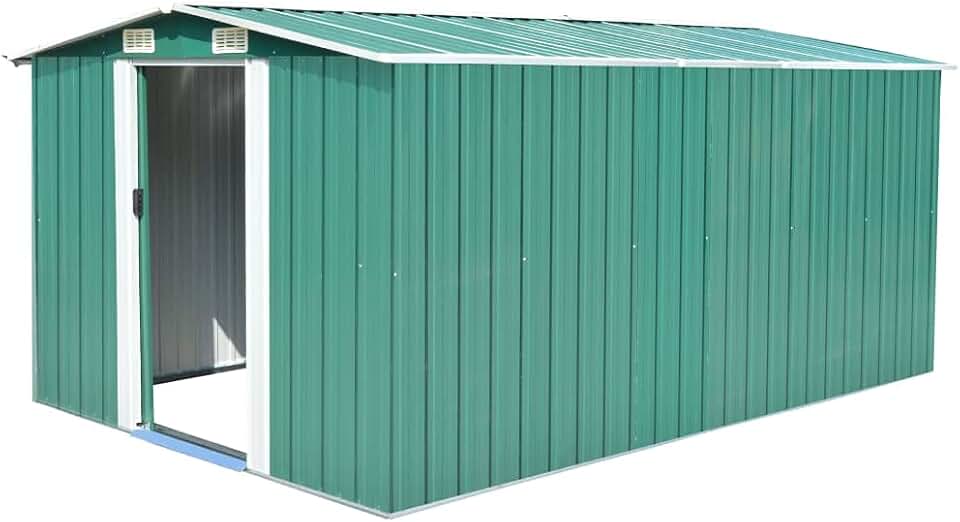 jardinite Abri de jardin extérieur en métal vert 257 x 392 x 181 cm