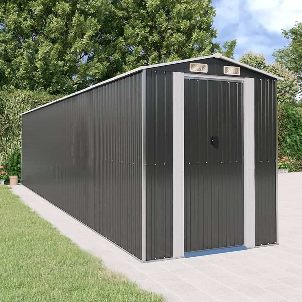 jardinite Abri de jardin, abris pour parcelles, abris de jardin, abri de jardin extérieur, maisons préfabriquées, acier galvanisé anthracite 192 x 855 x 223 cm
