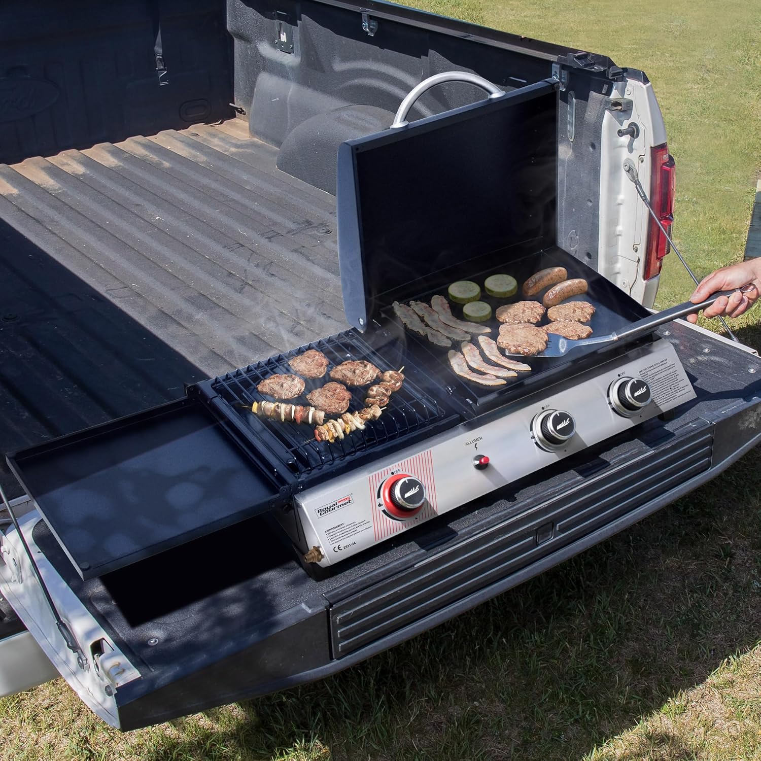 jardinite - barbecue gaz 3 brûleurs - 8,5kW - plancha, grille, couvercle multifonction