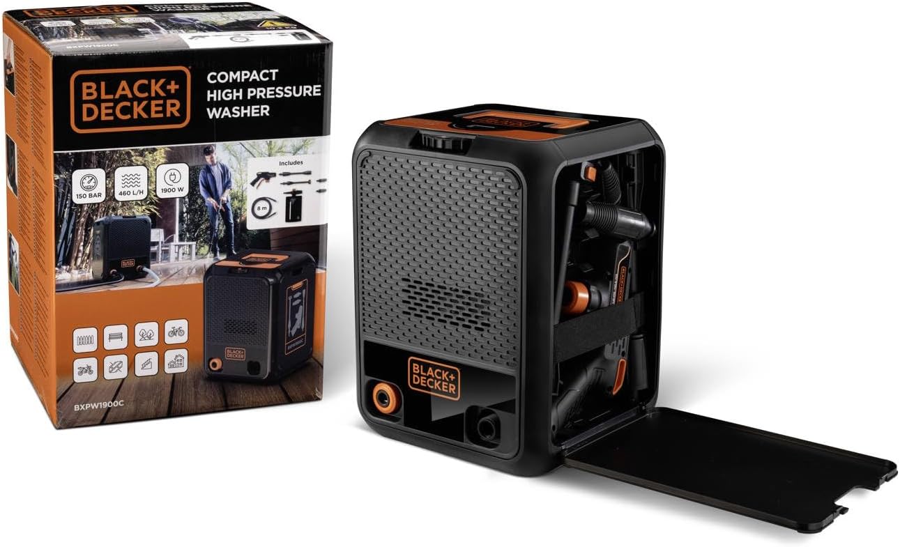 jardinite Nettoyeur Haute Pression BXPW1900C, Compact, pour la Voiture et l’extérieur de la Maison, Pression Max. 150 Bar, Débit Max. 460 l/h, Puissance absorbée 1 900 W