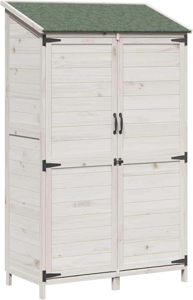 jardinite - Abri de jardin blanc - 106,5x56x176 cm - bois d’ingénierie, étanche