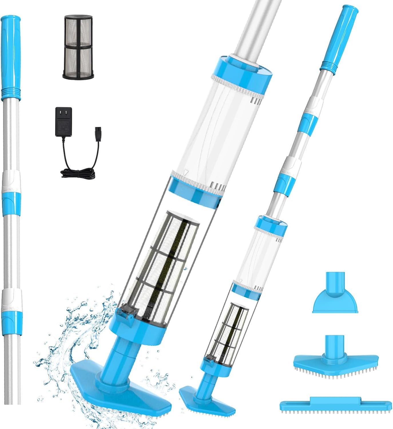 Aspirateur de piscine sans fil - autonomie 90 min - batterie rechargeable - blanc