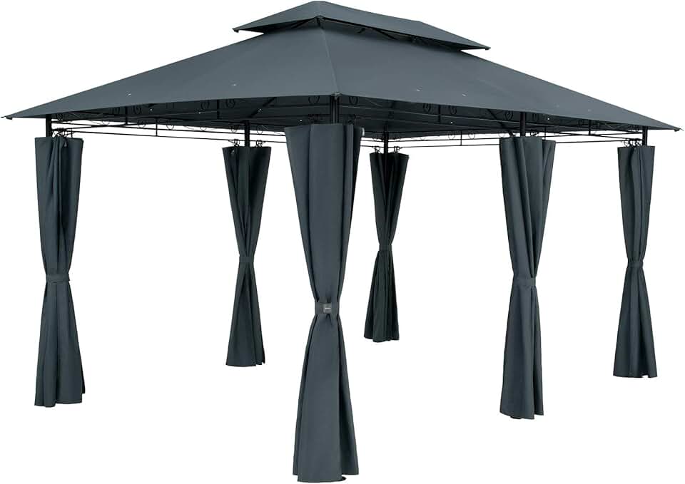 jardinite - Pavillon de Jardin Topas 3x4m, métal, UV50+, hydrofuge, anthracite