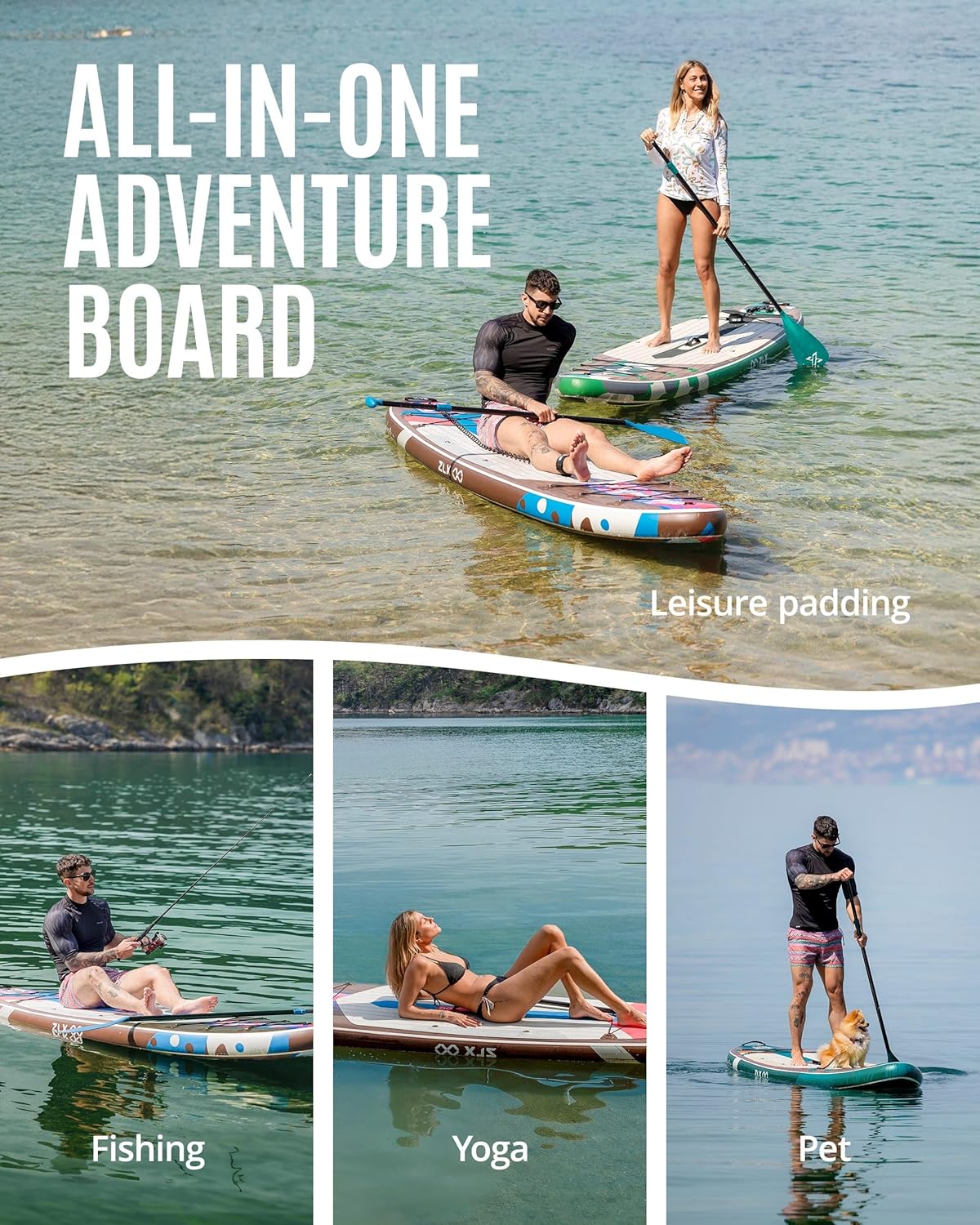 ZLX - Paddle gonflable 2 places 320x84cm, siège kayak, accessoires, ZLX