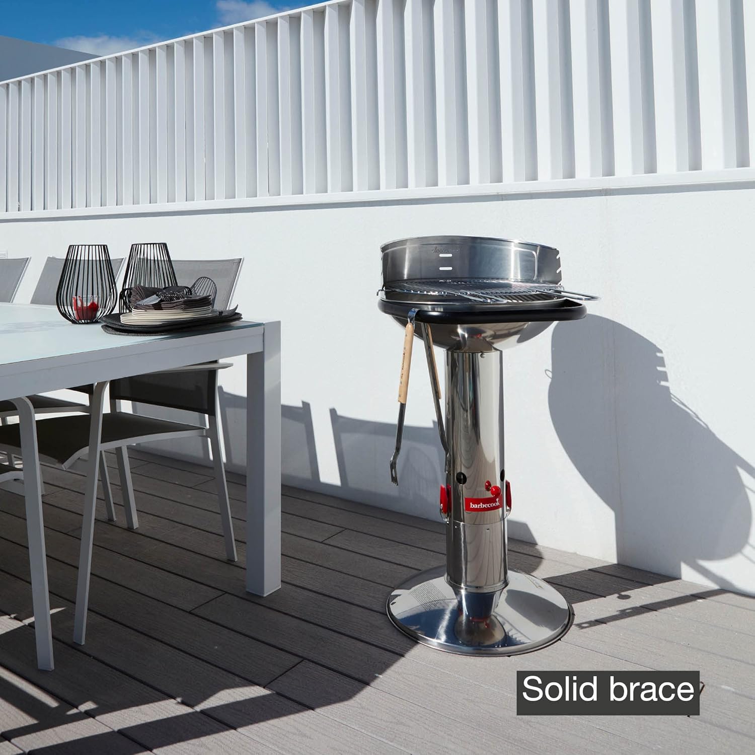 Barbecue charbon acier inox, 47,5 cm, gris, cuisson précise