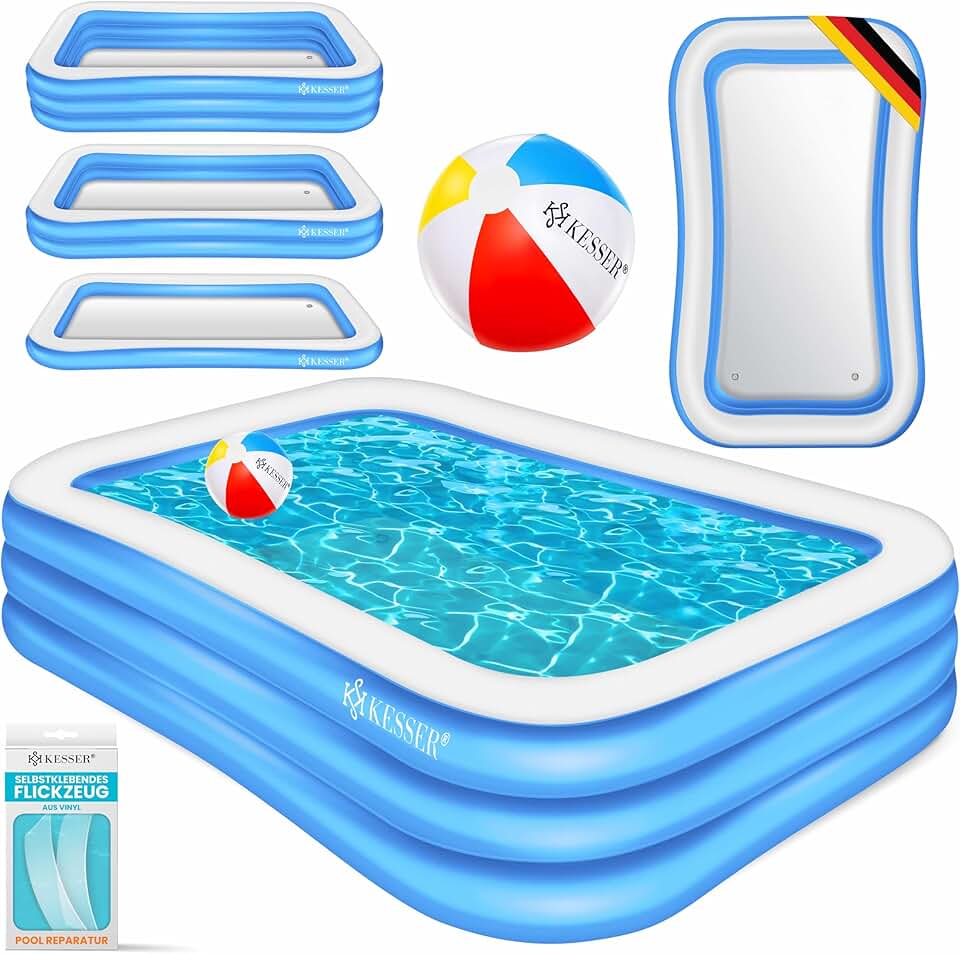 jardinite - Piscine familiale rectangulaire 240x142x56cm, 613L, trous drainage