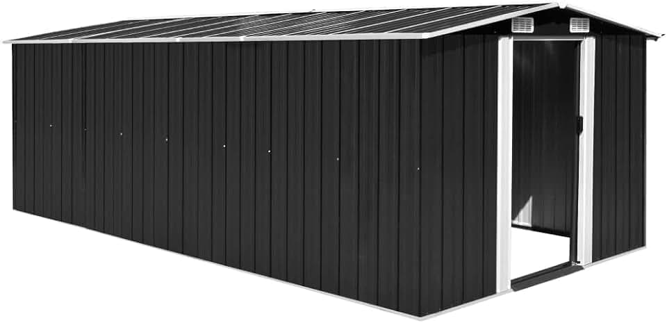 Abri de jardin métal anthracite - 257x489x181 cm - robuste, 105.6kg