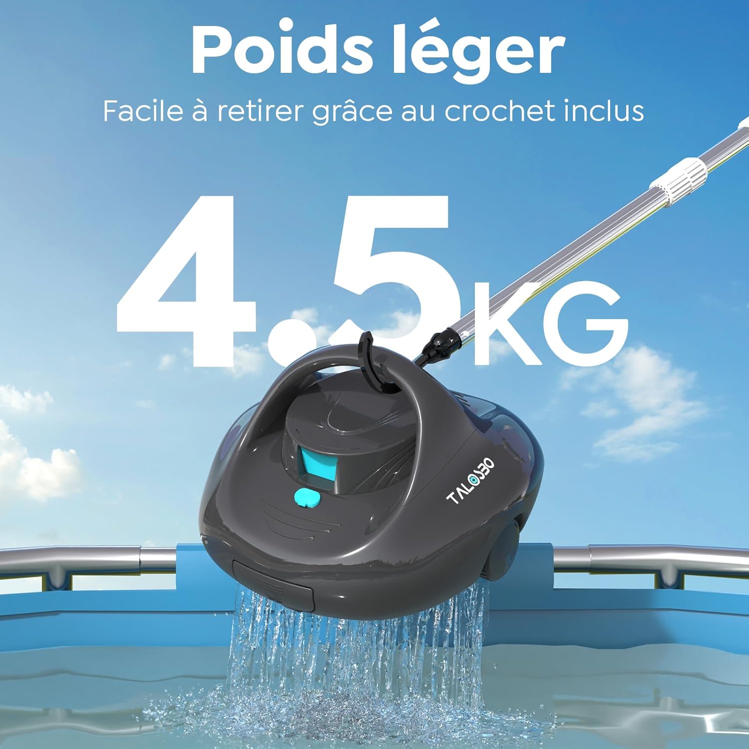 Pleco - Robot de piscine série 130 - 80m² - 130 min, charge rapide 2,5h