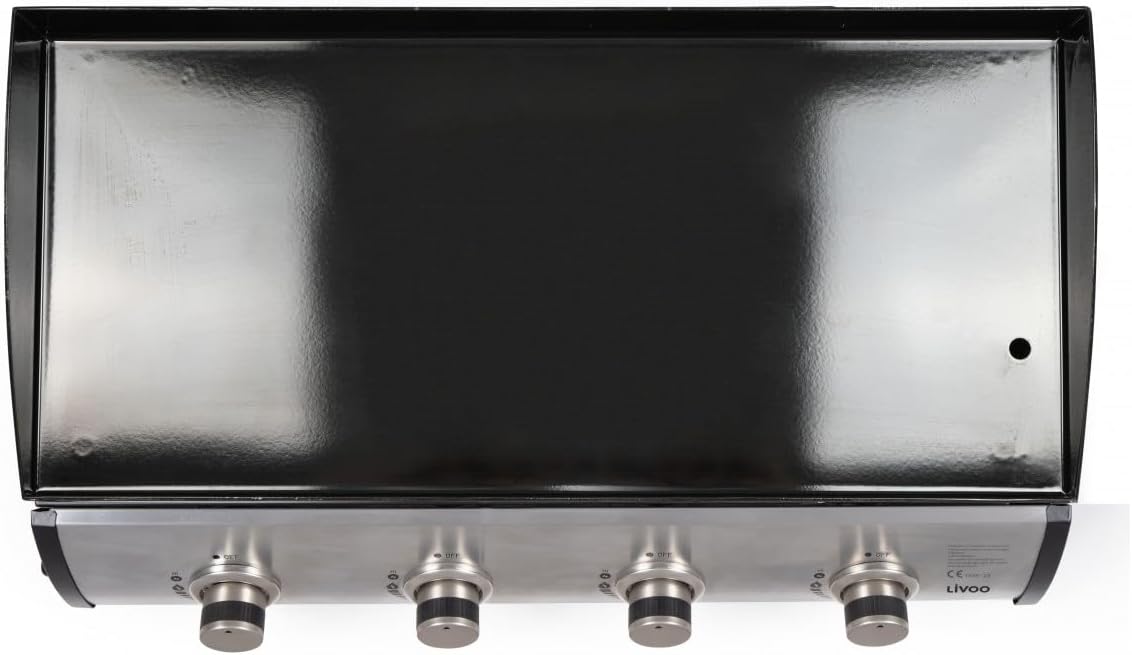 Plancha gaz 4 feux 10 kW, métal, grande surface de cuisson, DOC297