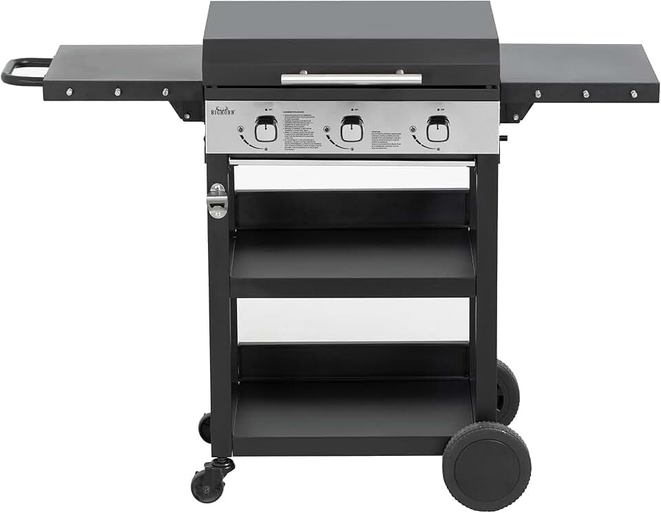 jardinite - Plancha gaz 3 brûleurs avec chariot, couvercle - 7,2 kW