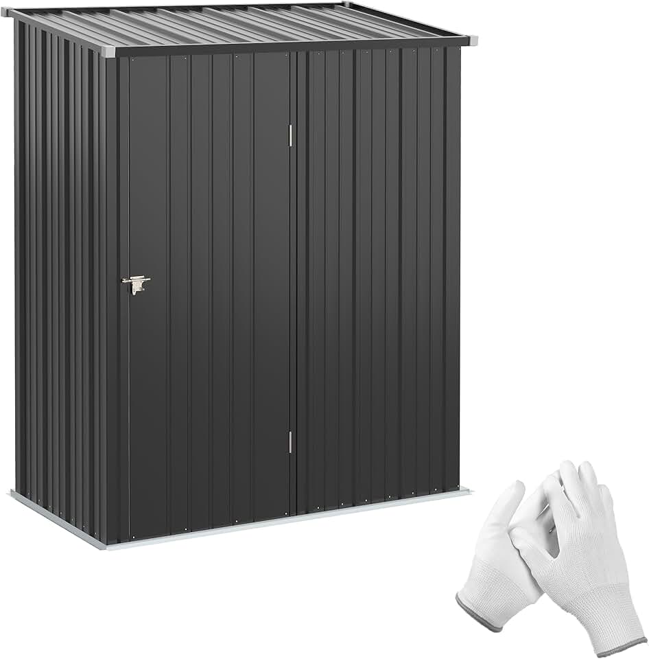 jardinite - abri de jardin acier, 161,5x94,5x196cm, serrure, noir
