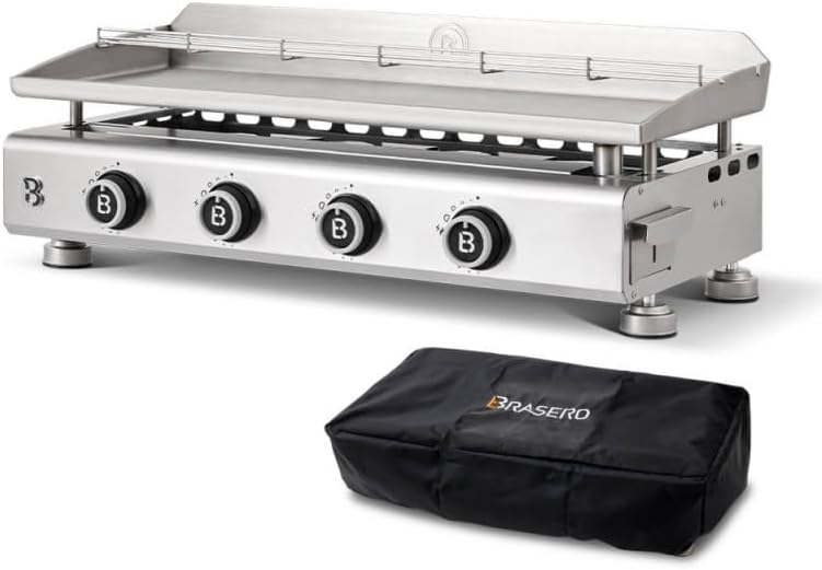 Favex - Silvia IIG Evo - 84x34 cm - plancha inox 4 feux, 10,6 kW, Stable Flame, housse, 12 convives, LONGTIME