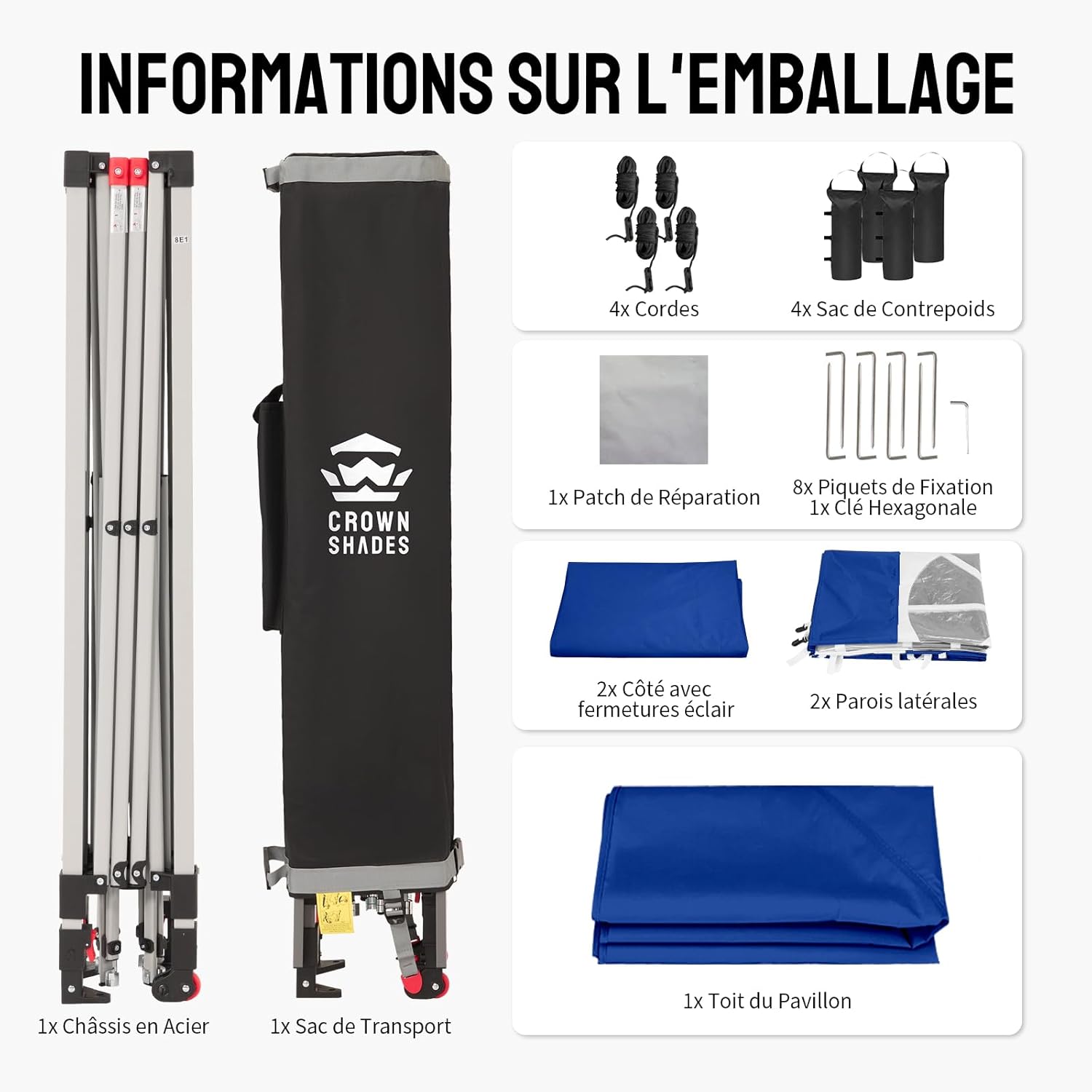 jardinite - tonnelle pliante 3x3m - imperméable, UPF 50+, 4 parois amovibles