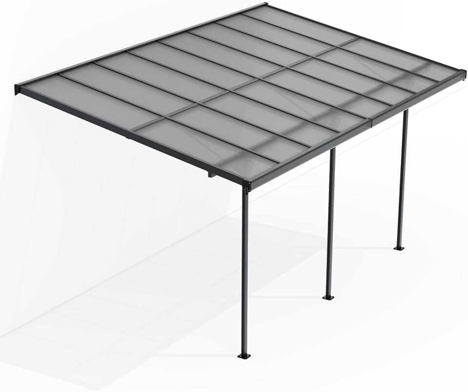 jardinite - Borneo 3x5 m - toit terrasse alu gris, plaques alvéolaires