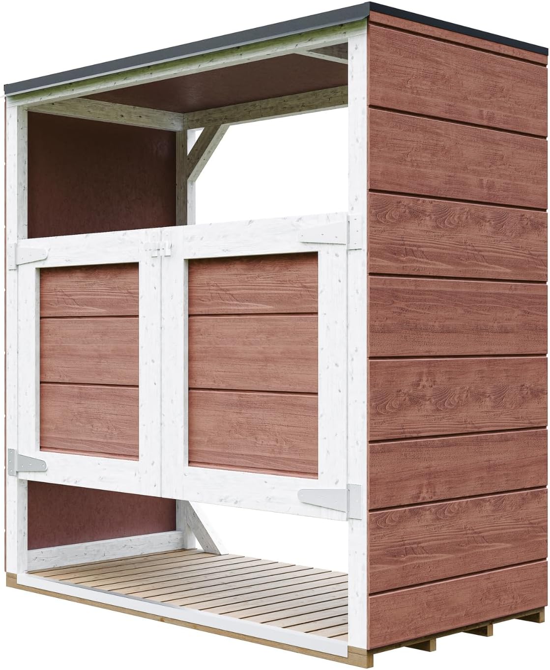 Abri de Jardin pour poubelles, Cache Poubelle extérieur 2x240L – Coffre de Rangement Exterieur, Armoire de Jardin, cabane de Jardin Exterieur – jardinite M980A-REDWOOD Red