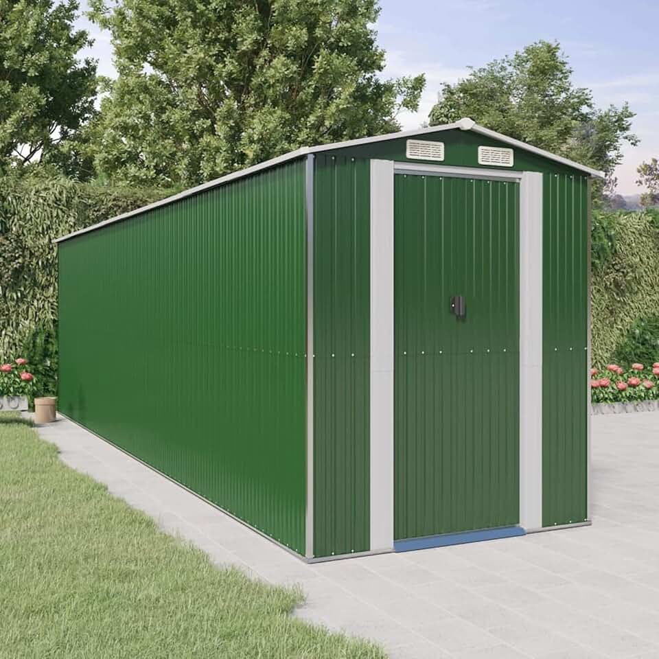jardinite - abri de jardin acier, vert, 192x689x223cm, rangement outils