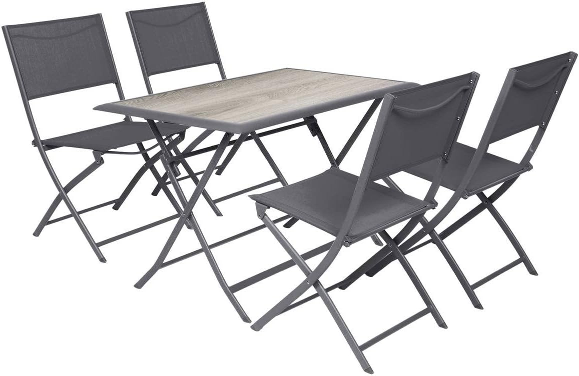 jardinite - Azua - table pliante rectangulaire, 4 places, aluminium epoxy, gris fumé
